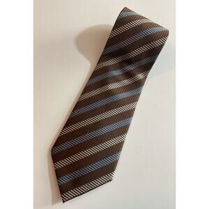 Roberto Baldini  Silk Men’s Long Necktie Brown, Blue, Beige Striped Tie